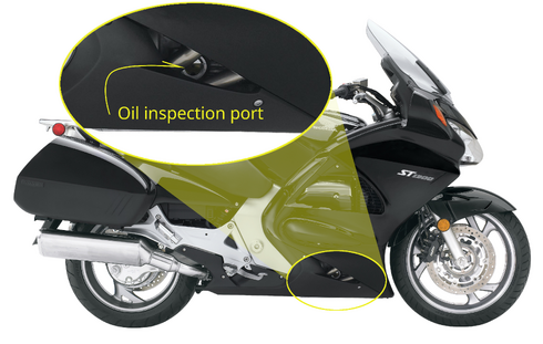 Oil inspection port on the Honda ST1300